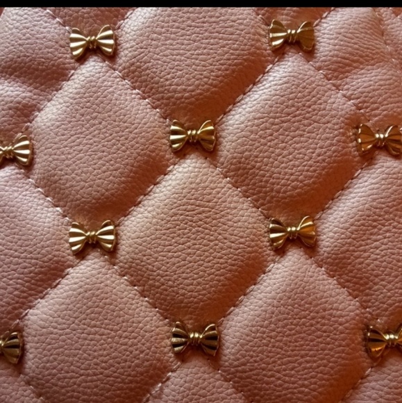 NWT LIKE DREAMS PINK BACKPACK GOLD BOWS 2 ZIPPERS - Picture 6 of 6